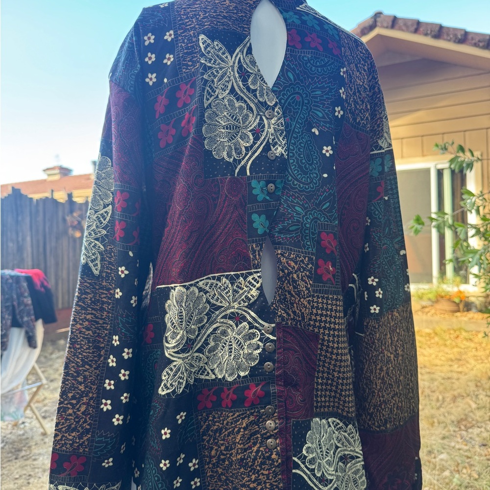 Vintage 90s Western Patchwork Button-Up Shirt - image 3